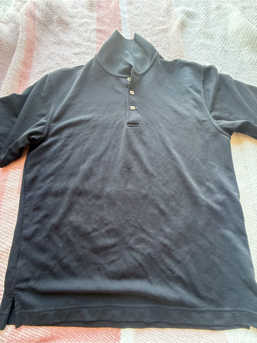 Cubavera Black Short-Sleeve Polo with Button Placket
